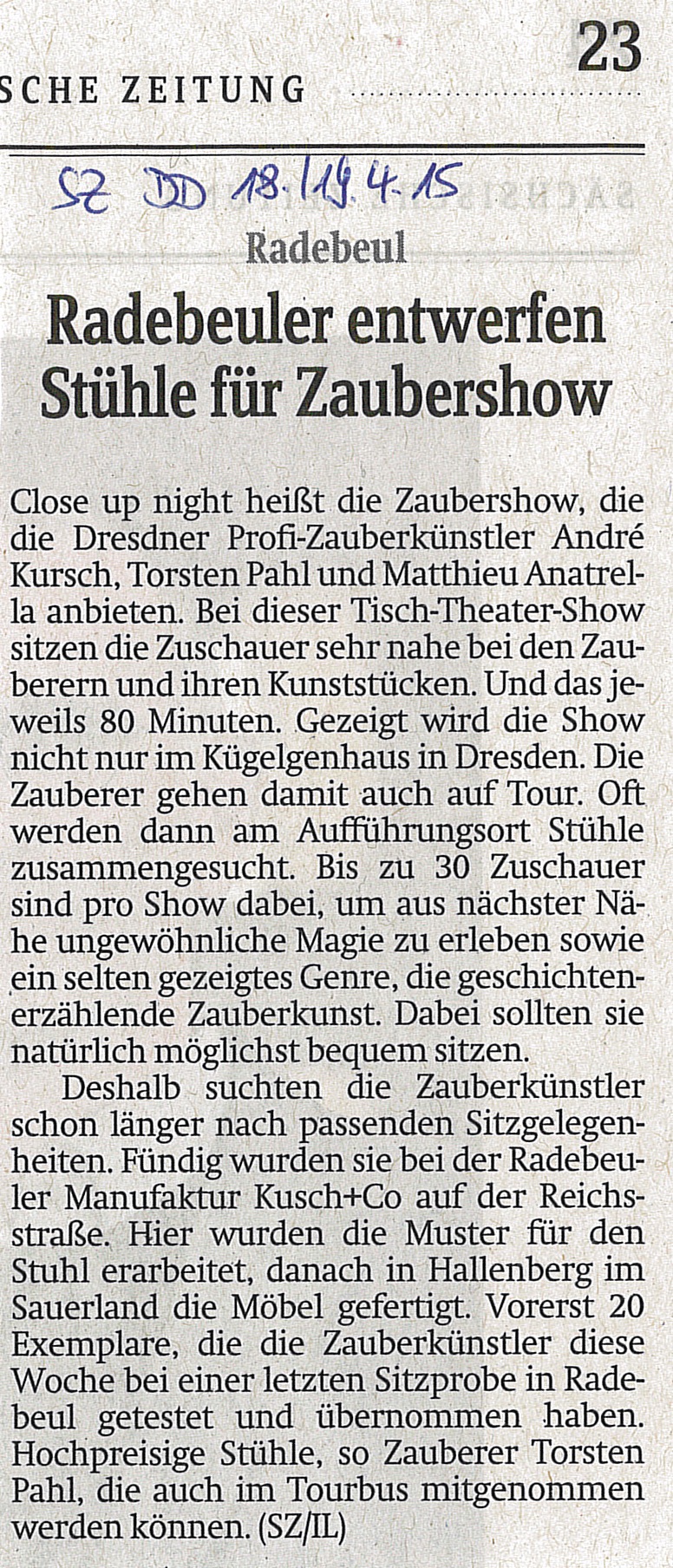 Die neue Bestuhlung der Close Up Night Die neue Bestuhlung der Close Up Night